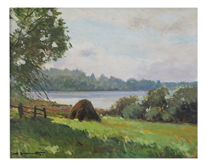 Alfejs Bromults, The Lake Anna, 1990, Oil on Cardboard