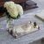 Lovely silver plated Art Deco tray from France, 1930s. Rectangular tray with angled corners and silver ball detail. Two...