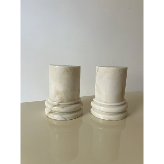 Vintage 1980s Marble “Column” Bookends - a Pair For Sale - Image 4 of 5