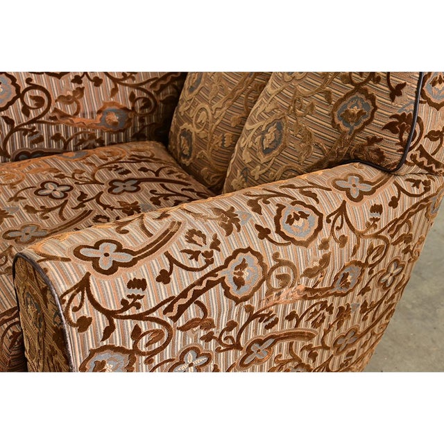 Early 20th Century French Art Deco Upholstered Armchair and Ottoman For Sale - Image 4 of 18