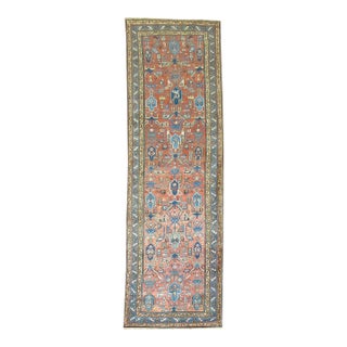 Early 20th Century Rust Salmon Persian Runner - 3'11" x 12'5" For Sale