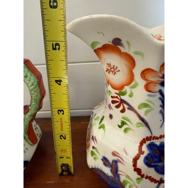 Mid 19th Century Two Gaudy Welsh Ironstone Pitchers Milk Jugs For Sale - Image 15 of 16