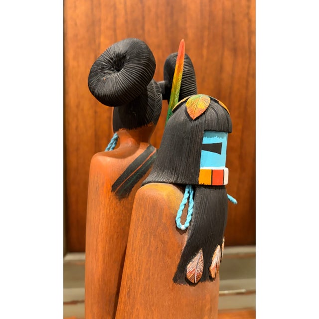 1980s Very Rare 13" Double Kachina Long-Haired Hopi Maiden by Randall Sahmie Hand Carved! For Sale In Reno/Lake Tahoe - Image 6 of 16