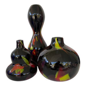 1970s Set of Three MCM Tutti Frutti Murano-Style Handblown Art Glass Vases