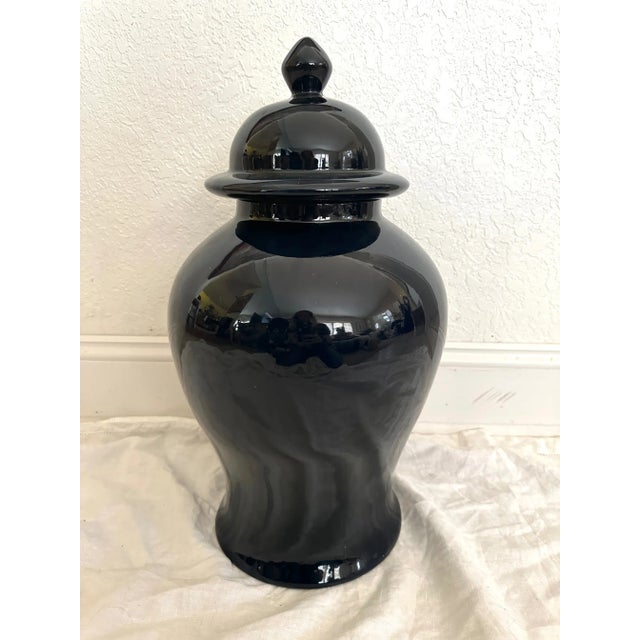 Contemporary Large Navy Blue Ceramic Ginger Jar For Sale - Image 3 of 5