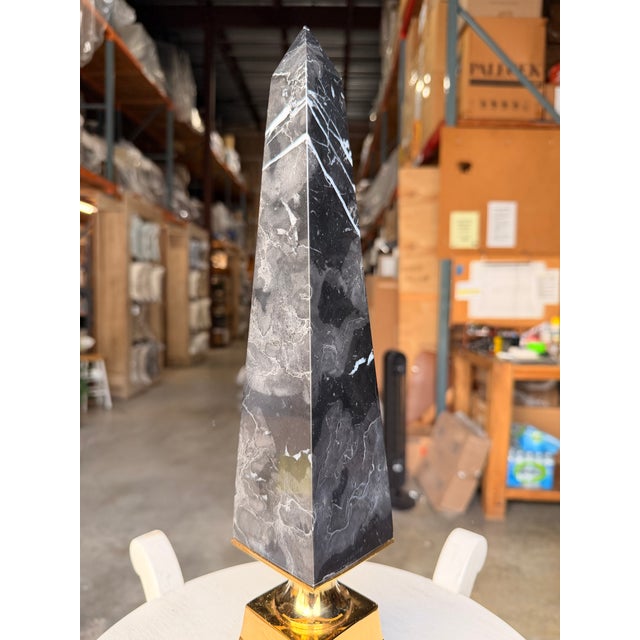 Traditional Eichholtz Black Marble & Gold Home Accent 15.75" For Sale - Image 3 of 4