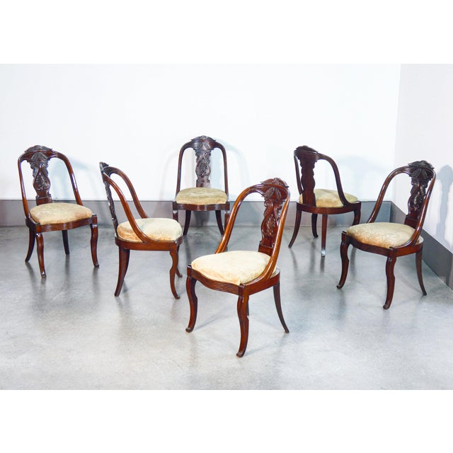 Charles X Chairs in Walnut and Velvet, 1800s, Set of 6 For Sale - Image 10 of 10