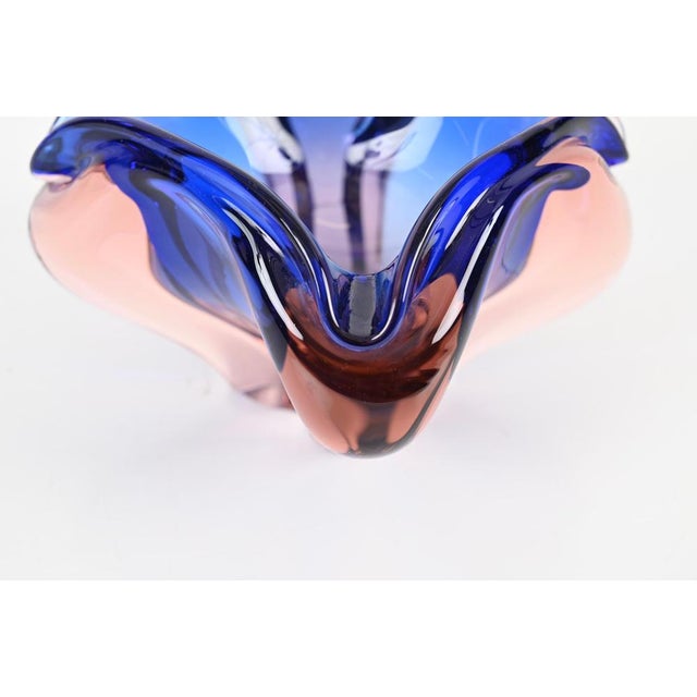 Pink and Blue Sommerso Murano Glass Bowl form Fratelli Toso, Italy, 1960s For Sale - Image 11 of 18