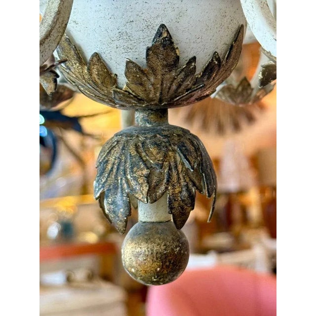 1950s Shabby Chic White and Gold Washed Chandelier For Sale - Image 12 of 12