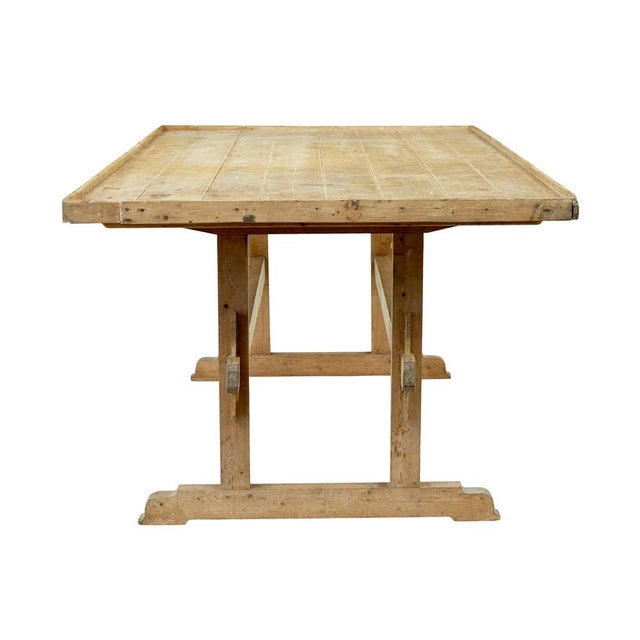 Mid 19th Century 19th Century Swedish Pine Trestle Bakers Table, 1850s For Sale - Image 5 of 10