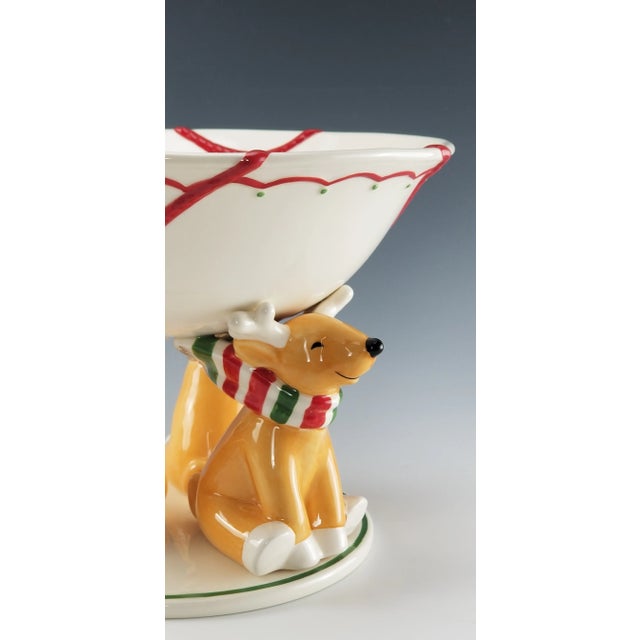 Lenox Festive Christmas Reindeer Cookie Bowl For Sale - Image 9 of 13