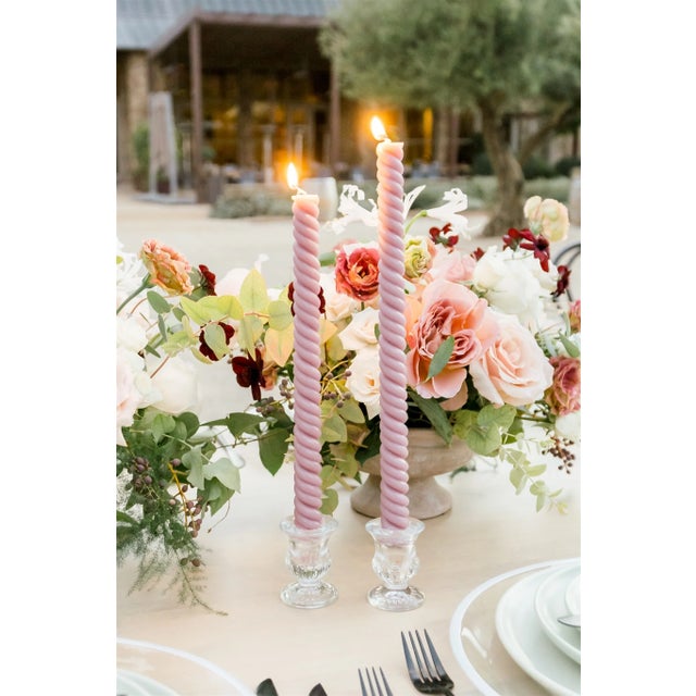 Illuminate your tabletop with a set of two Helix Tapers in Smoked Lilac. Featuring a distinctive spiral design, these...