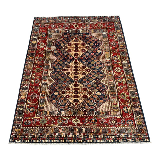 Tribal Kafkaz Oriental Rug 4'6" X 6'2" For Sale