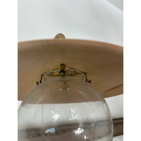 Mid-Century Modern Wood Shade Wall Sconce With Glass Globe For Sale - Image 10 of 11