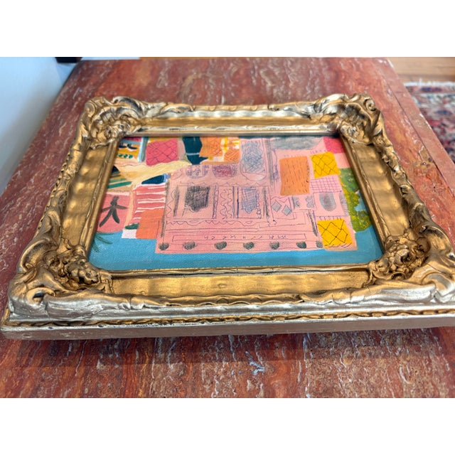 2020s 2024 “Fabrics in Marrakech” Painting in Antique Frame For Sale - Image 5 of 7