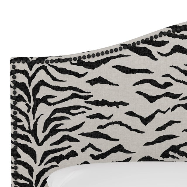 Spritely Home Ashland Bed in Cream Black Linen Zebra, California King For Sale - Image 4 of 5