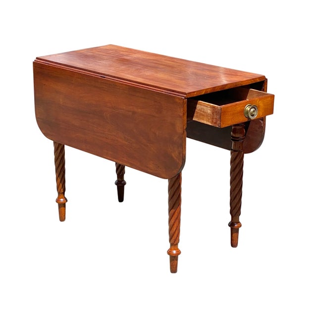 Early 19th Century Antique Sheraton Mahogany Drop Leaf Dining Table With Rope Carved Legs For Sale - Image 4 of 13