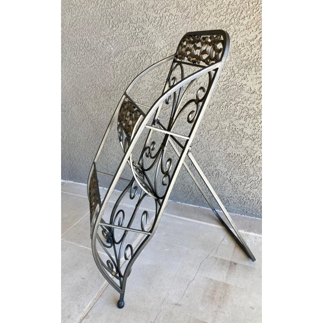 Late 20thCentury Spanish RevivalInspired Steel & Cast Iron Easel Back Floor Media Stand Chairish