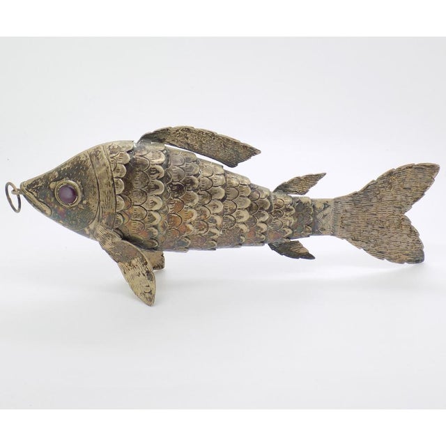 Large Vintage Portuguese Handmade Genuine Silver Fish Sculpture, 1940s For Sale - Image 14 of 14