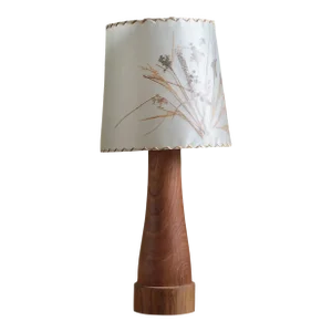 Vintage Wood Lamp with Floral Shade