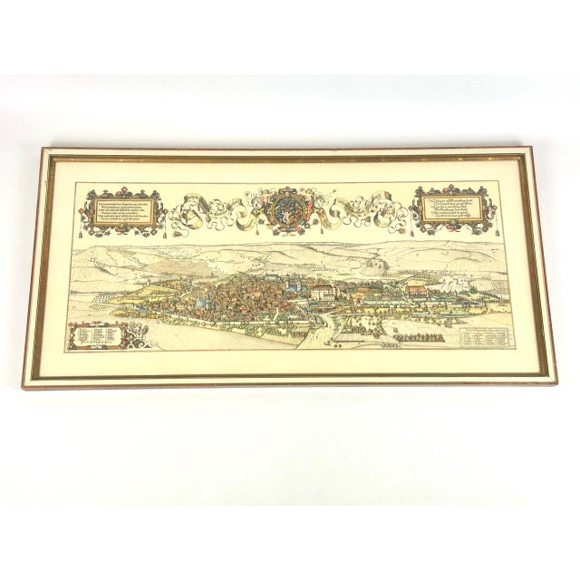 Jonathan Sauter, After Jonathan Sauter, View of Stuttgart in 1592, Colored Copperplate Engraving, 1960s, Framed For Sale - Image 11 of 11