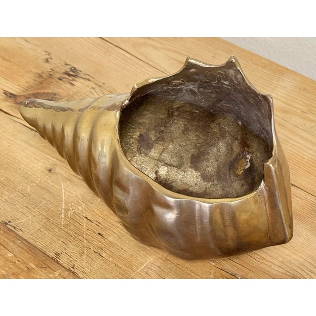Vintage Mid-Century Modern Brass Conch Shell Planter For Sale In Kansas City - Image 6 of 6