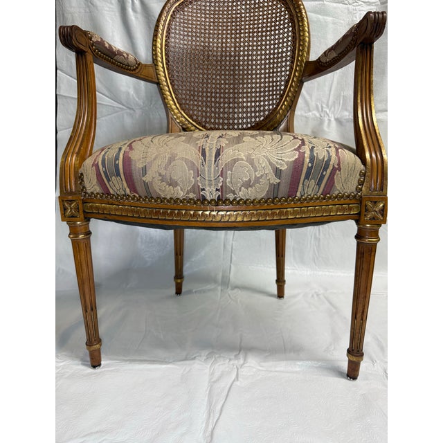 1960s 1960’s Pair Louis XVI Style Fauteuils - Open Arm Chairs by Simon Loscertales - Bona, Spain - W/ Fabric Seat For Sale - Image 5 of 10