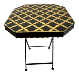 20th Century Bamboo Trellis Painted Tole Folding Table