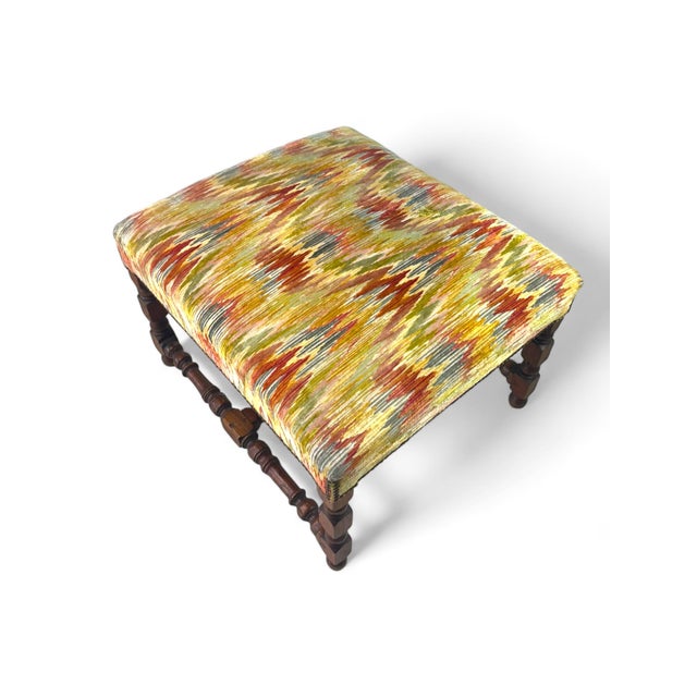 Louis XIII French Velvet Ottoman, France For Sale - Image 9 of 18