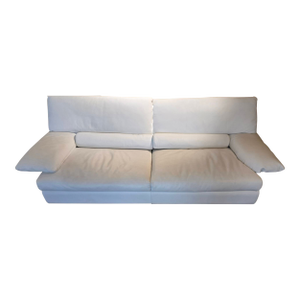 Roche Bobois White Leather Adjustable-Back Sofa, Sculptural Metal Base, Early 2000s (84))