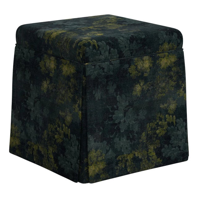 Dyer Storage Ottoman in Verdure Navy For Sale