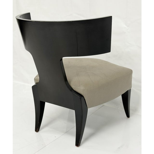 1980s 1980s Donghia Klismos Slipper Chair in Mahogany-Finished Maple and Leather For Sale - Image 5 of 18