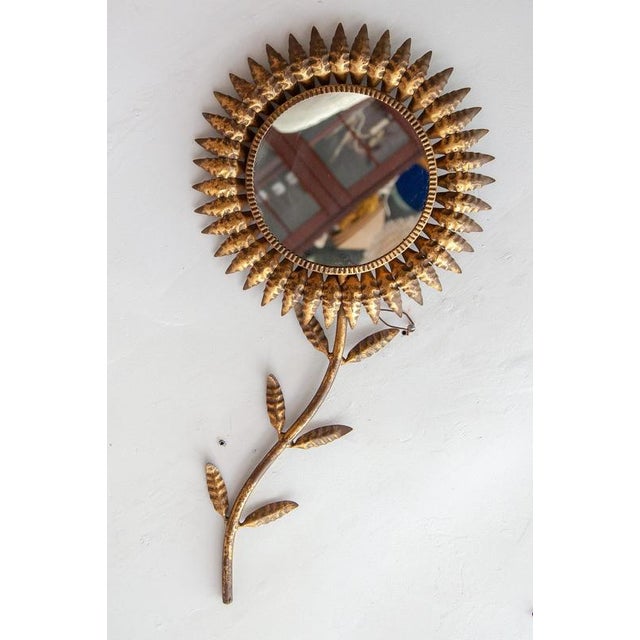 Mid-Century Modern Hand-Crafted Copper and Wood Sunburst Mirror, 1950s For Sale - Image 3 of 10