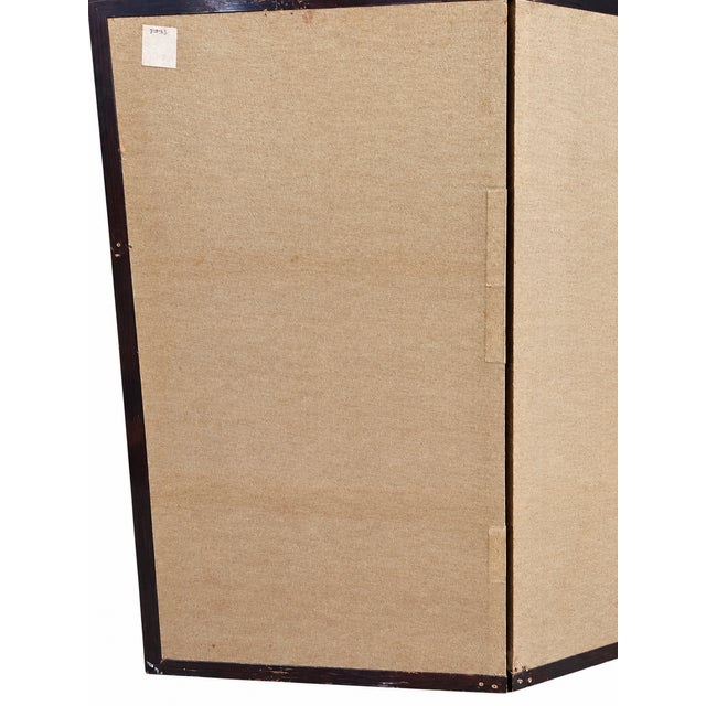 1970s Chinese Hand-Painted Silk Four-Panel Folding Screen | Attributed to Yang Zhi | Hong Kong For Sale - Image 9 of 18
