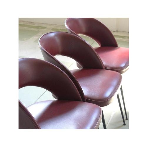 Burgundy Armchairs, 1950s, Set of 4 For Sale - Image 11 of 12