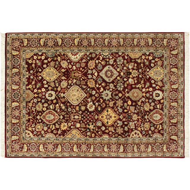 Burgundy Shabby Chic 1990's Tabriz Pak-Persian Red/Gold Wool Rug - 4'1'' X 6'1''V For Sale - Image 8 of 9