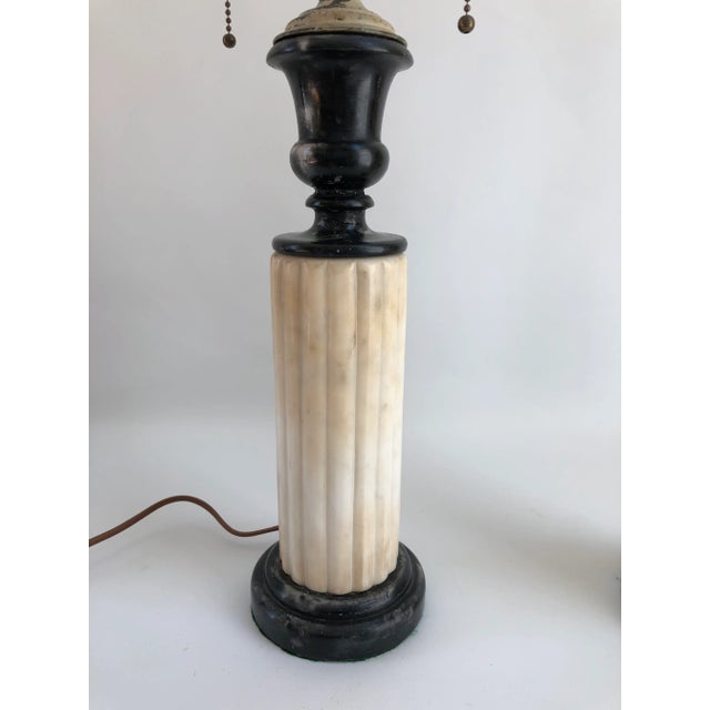 Art Deco 1930s French Art Deco Black & Ivory Marble Table Lamps - a Pair For Sale - Image 3 of 8