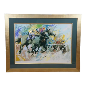 Late 20th Century Wayland Moore "Horse Race" Printers Proof Equestrian Serigraph