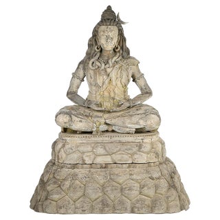 Large Shiva Sculpture in Wood For Sale