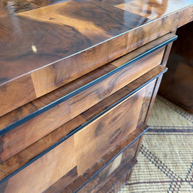Brown Mid 20th Century Paul Evans Cityscape Patchwork Burl Wood Desk For Sale - Image 8 of 12