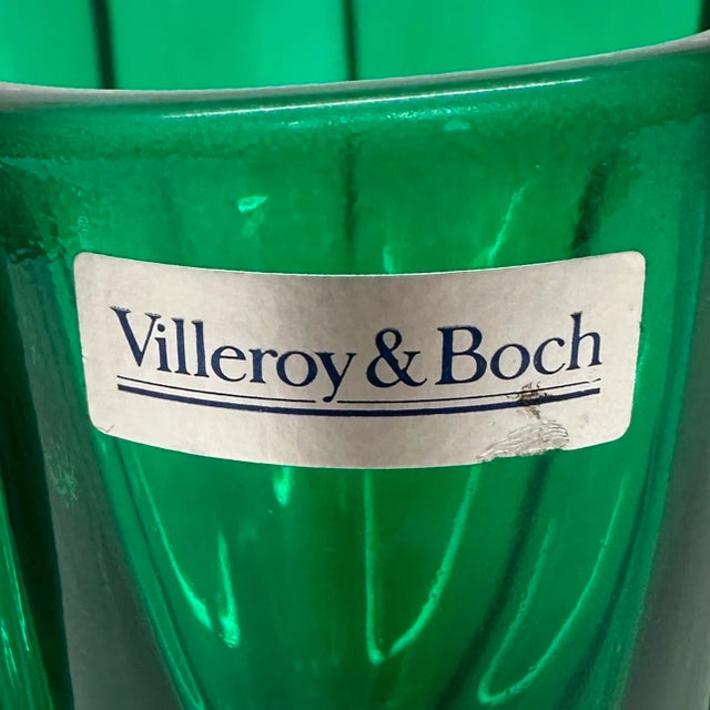 Late 20th Century Emerald Green Fluted Glass Bowl Curation, Ft. Villeroy & Boch - Group of 3 For Sale - Image 5 of 12