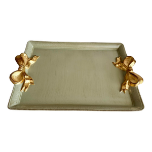 Florentine Green & Gilt Bow Motif Tray