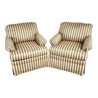 Ethan Allen English Armchairs Pair For Sale