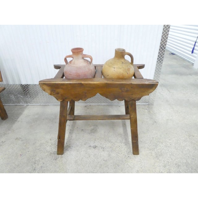 Antique Two Hole Poplar Water Jug Holder most likely Spanish from the Santa Fe home of a prominent Miami anesthesiologist...