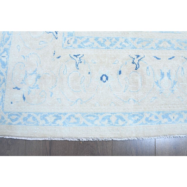 1970s Vintage Persian Handmade Wool Cotton Light Blue Area Rug For Sale - Image 9 of 11
