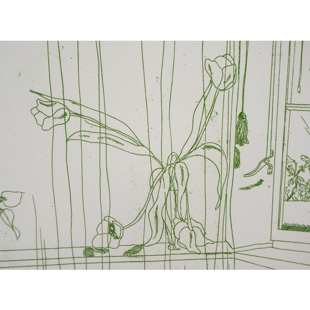 Gudrun Van Leitner, Bouquet of Tulips at the Window, Original Etching For Sale - Image 4 of 9
