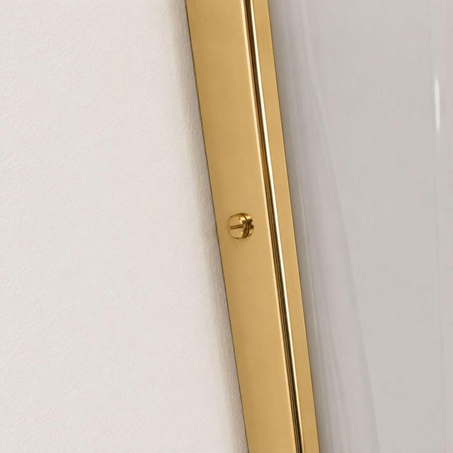 Metal Italian Sconces Brass Acrylic Glass Wall Lights in the style Stilux, 1970s, Set of 2 For Sale - Image 7 of 9