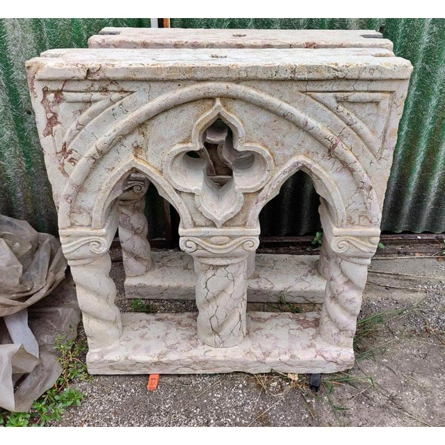 Stone Spectacular Marble Mullioned Windows or Table Bases - H 76 Cm, Venice, Set of 2 For Sale - Image 7 of 9