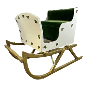 1940s Americana Hollywood Regency Christmas Shetland Pony Sleigh, Life Size Artisan Decorative Object.