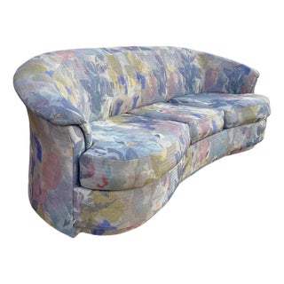 1990 Postmodern Kagan Style Biomorphic Kidney Bean Shaped Curved Platform Carson’s Sofa For Sale